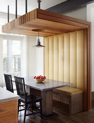 Kitchen Interior With Wooden Slats