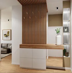 Kitchen interior with wooden slats