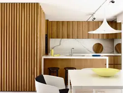 Kitchen Interior With Wooden Slats