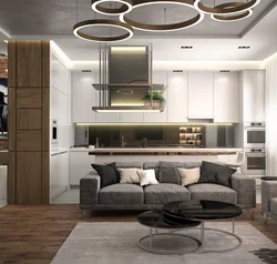 Дизайн гостиной с кухней 32 кв