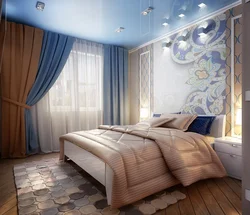 Mavi tavan dizaynlı yataq otağı