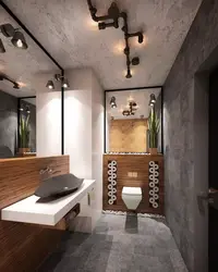 Дызайн ваннай у стылі лофт з душавой