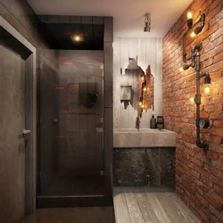 Лифт стиліндегі душымен ванна бөлмесінің дизайны