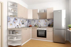 Corner kitchen units for a small kitchen with built-in appliances photo