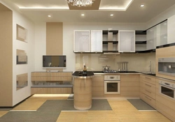 U Shaped Kitchen Living Room Design