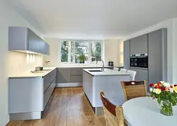 U shaped kitchen living room design