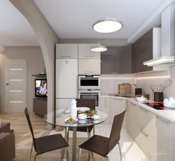 U shaped kitchen living room design