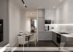 U shaped kitchen living room design