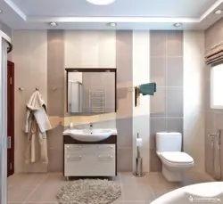 Combination of beige color with others in the bathroom interior