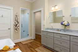 Combination of beige color with others in the bathroom interior