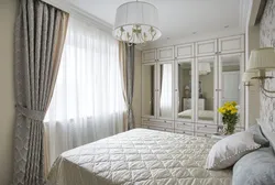 White walls in a bedroom interior with curtains