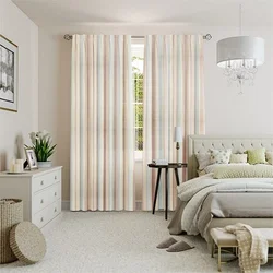 White walls in a bedroom interior with curtains