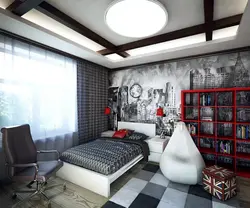 Interior loft bedroom for teenager