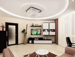 Living room design with two-level ceiling