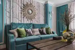 Combination Of Blue Color In The Living Room Interior Photo