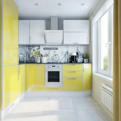 Kitchen interior in yellow and white