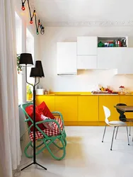 Kitchen Interior In Yellow And White