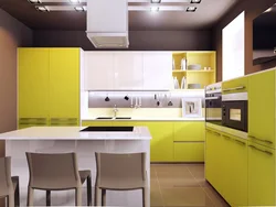 Kitchen interior in yellow and white