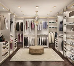 Photo of a dressing room with clothes