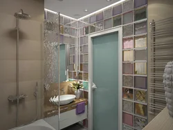 Интерьер из стеклоблоков ванна
