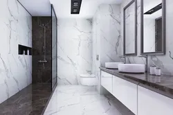 Bathroom design with shower and toilet in marble
