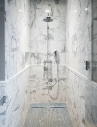 Bathroom Design With Shower And Toilet In Marble