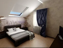 Фото спальни со скошенным потолком фото