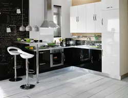 Kitchens White And Black With A Breakfast Bar Photo Design