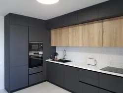 Kitchen design graphite with white