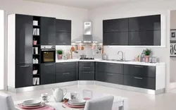 Kitchen design graphite with white