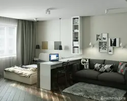 Small bedroom design in modern style with sofa