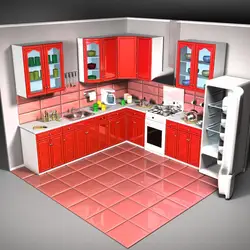 3D corner kitchen design