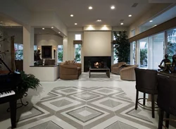 White interior kitchen with living room with porcelain stoneware