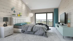Interior Of A Wooden Bedroom In Light Colors