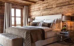 Photo of a bedroom in a wooden style photo