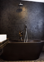 Black Mosaic Tiles In The Bathroom Photo