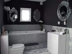 Black mosaic tiles in the bathroom photo