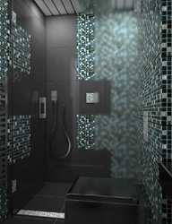 Black mosaic tiles in the bathroom photo