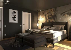 Bedroom interior dark ceiling