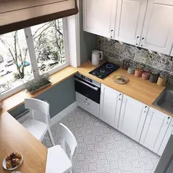 Маленькая кухня дизайн с холодильником фото
