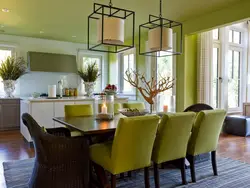 Green kitchen living room photo