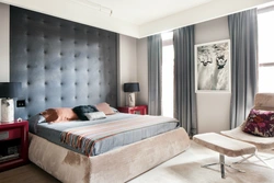 Soft wall panels in the bedroom interior