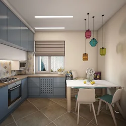 Kitchen design 15 m with two windows