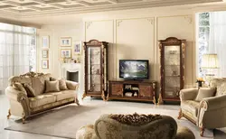 Мебель в гостиную в классическом стиле фото темная