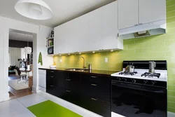 Kitchen design with black splashback