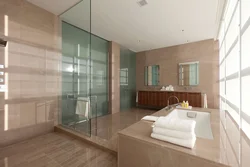 Bathroom with glass partition photo