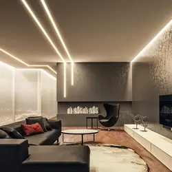 Suspended ceilings with lighting in the apartment photo