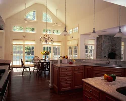 High ceiling kitchen interior