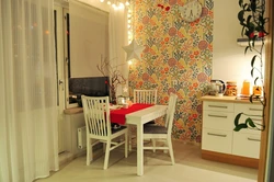 Wallpaper for a small kitchen combined design