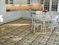 Inexpensive floor tiles for the kitchen photo
